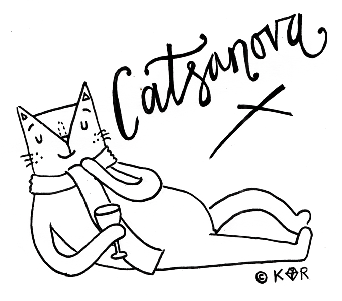 Casanova cat pun illustration