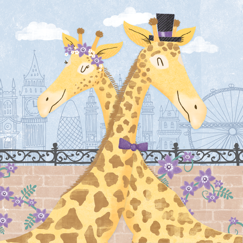 Giraffe Giraffes Zoo London Skyline illustration character animal