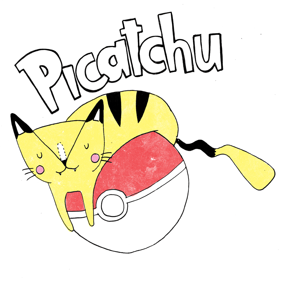 Pikatchu cat pun illustration