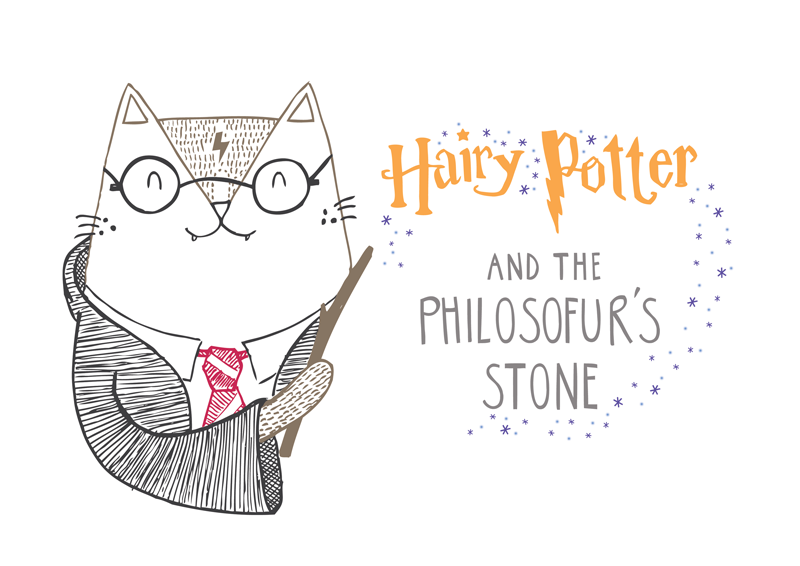 Harry Potter and the Philosophers stone cat pun illustration