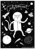 cat pun the punderful world of cats illustration colouring in coloring in page A4 free print out astronaut space planet rocket stars satelite