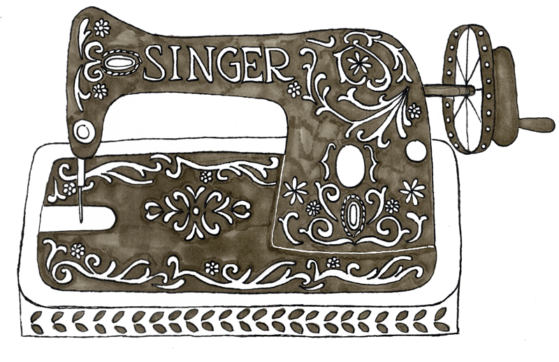 illustration antique singer sewing machine