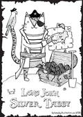 cat pun the punderful world of cats illustration colouring in coloring in page A4 free print out pirate long john silver