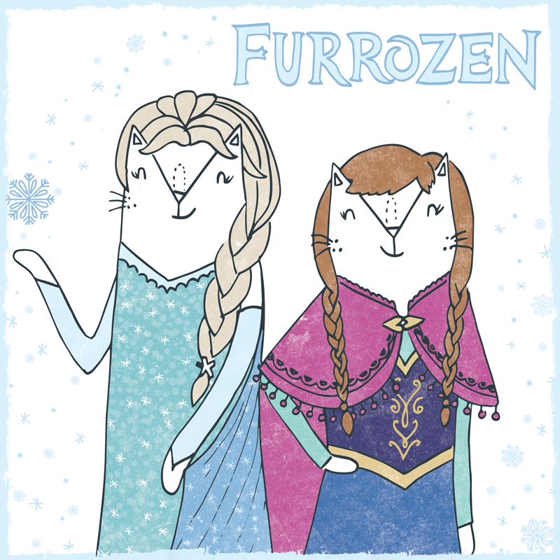 Frozen cat pun illustration