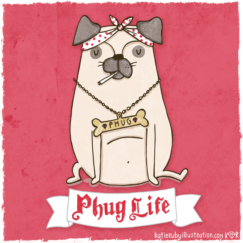 phug pug life illustration pun character