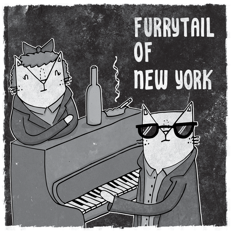 The Pogues Fairytale of New York cat pun illustration