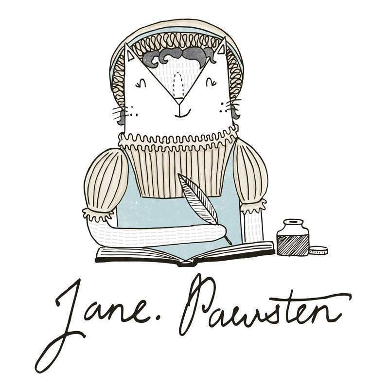 Jane Austen cat pun illustration