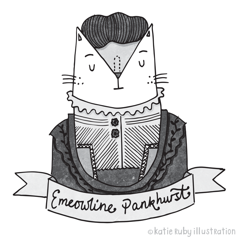 Emeline Pankhurst Cat Pun Illustration