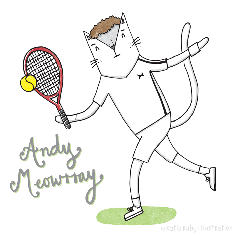Andy Murray Cat pun illustration