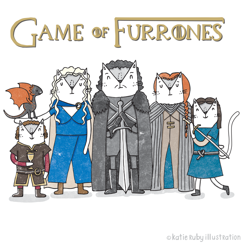 Game of Thrones Cat Pun Illustration