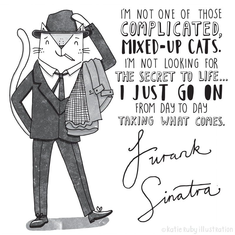 Frank Sinatra Cat Pun Illustration and Quote
