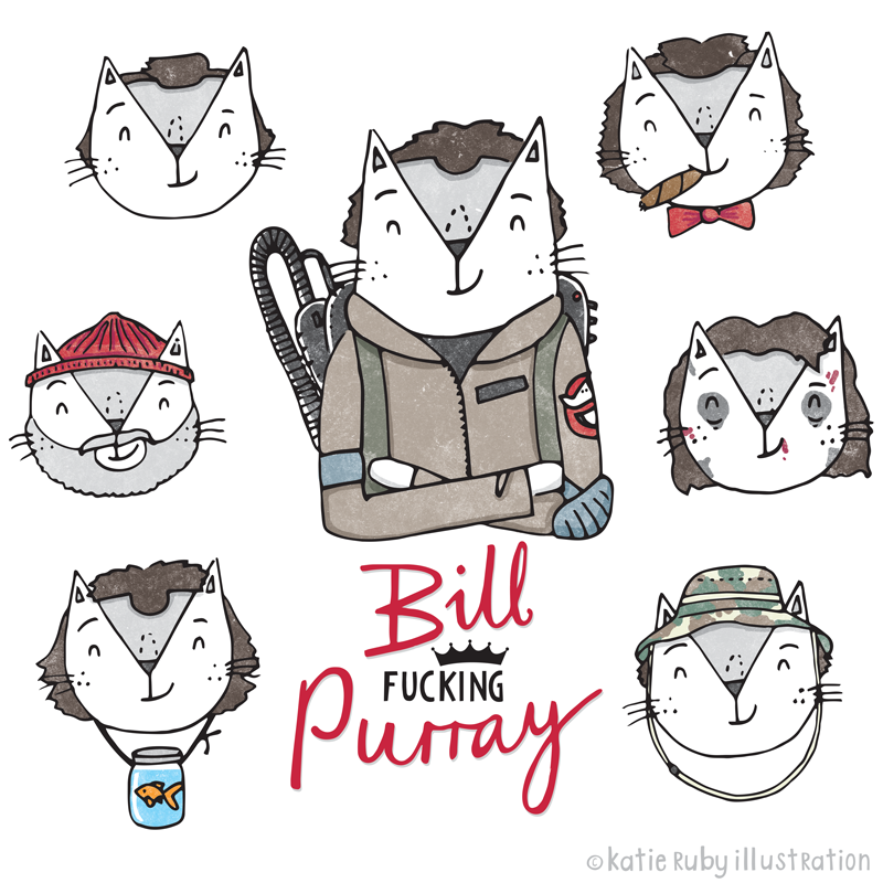 Bill Murray Cat pun Illustration