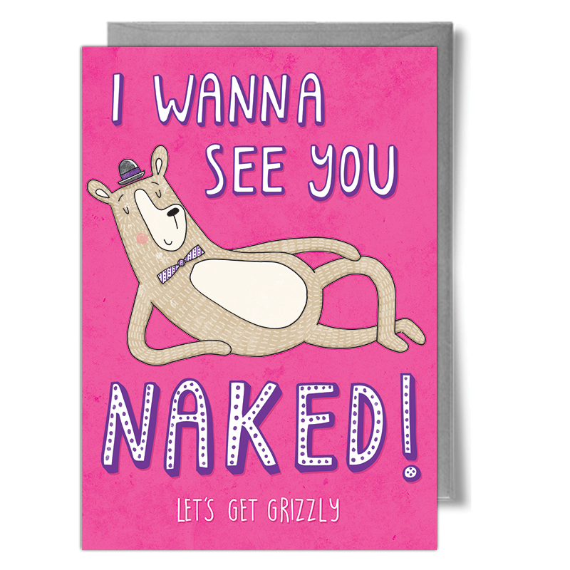 bear naked greeting card
