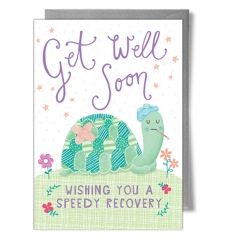 get well soon tortoise greeting card