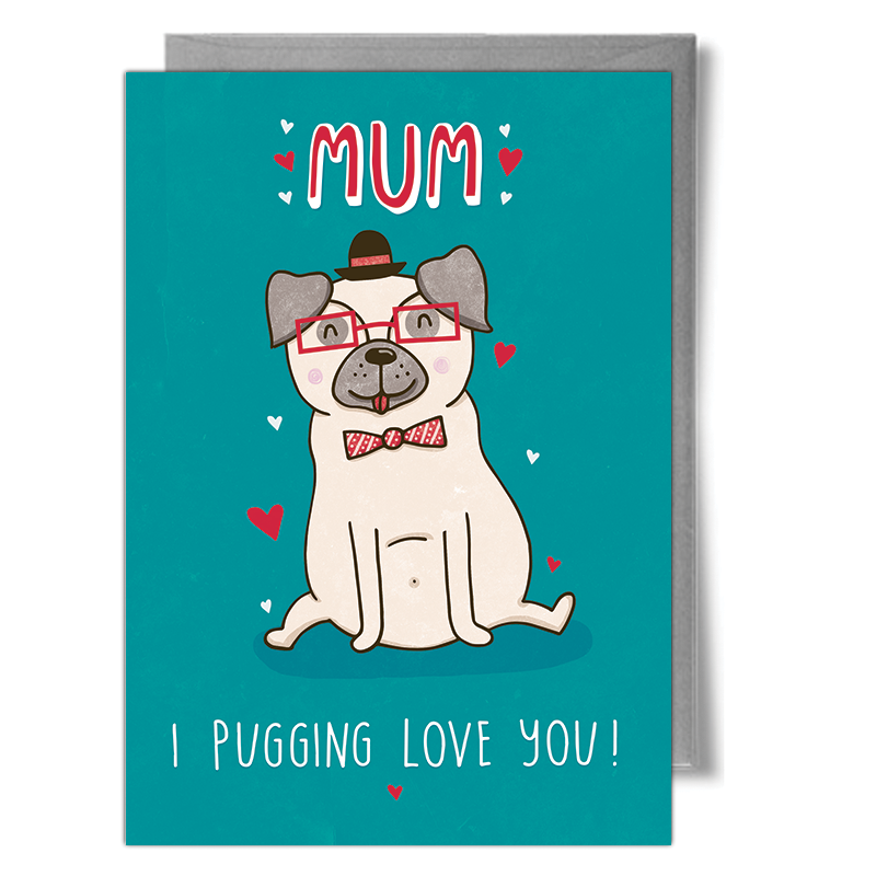 mum pug greeting card