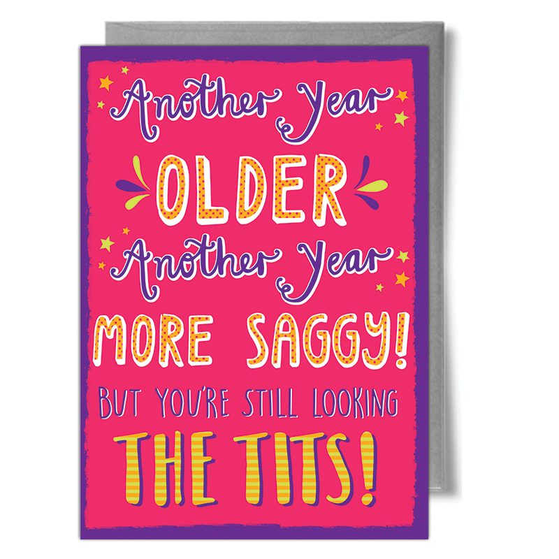 typographic birthday card tits