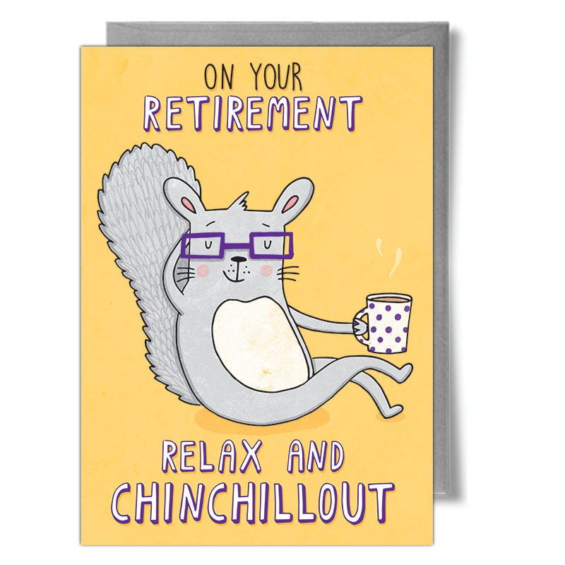 chinchilla retirement pun greeting card