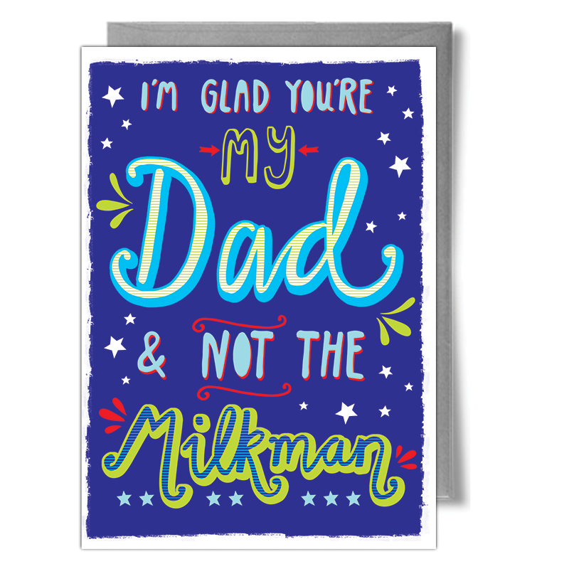 dad milkman typographic greeting card
