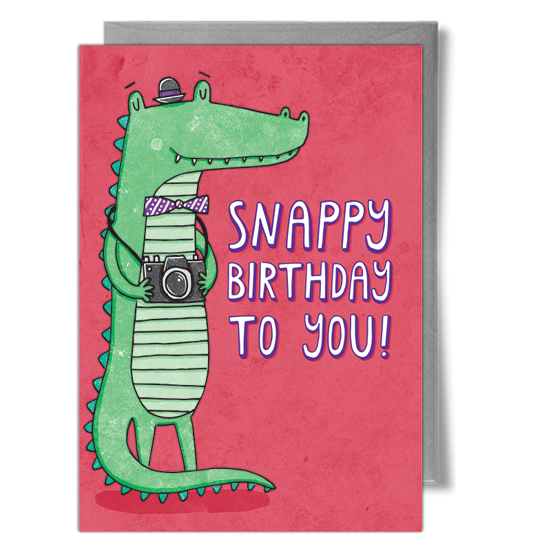 snappy crocodile pun birthday card