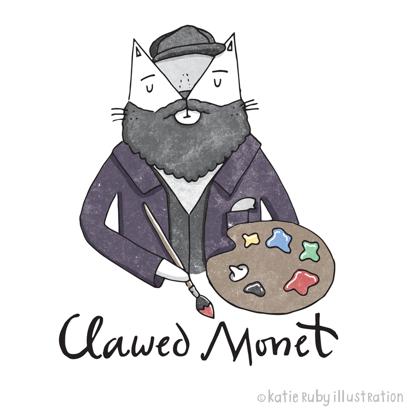 Claude Monet cat pun illustration
