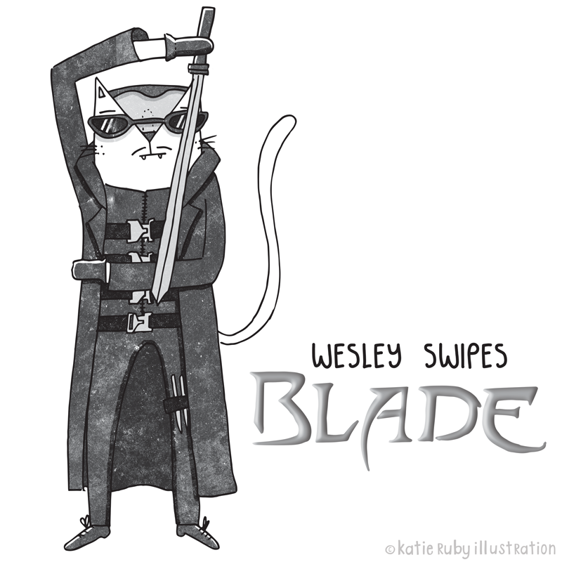 Wesley Snipes Blade Cat Pun Illustration