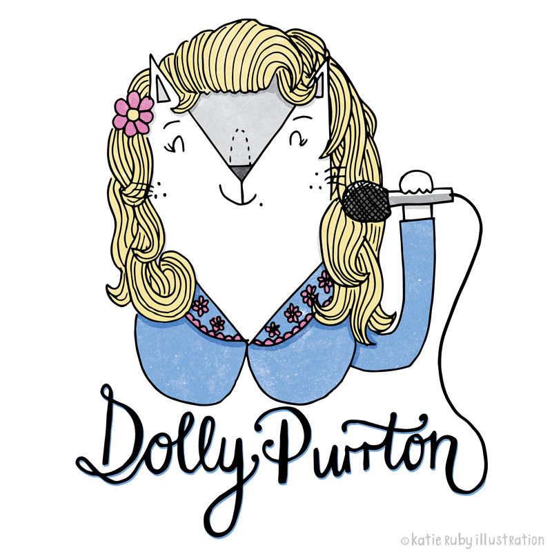 Dolly Parton Cat Pun Illustration