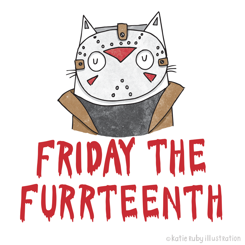 Friday The Thirteenth Cat Pun Illustration