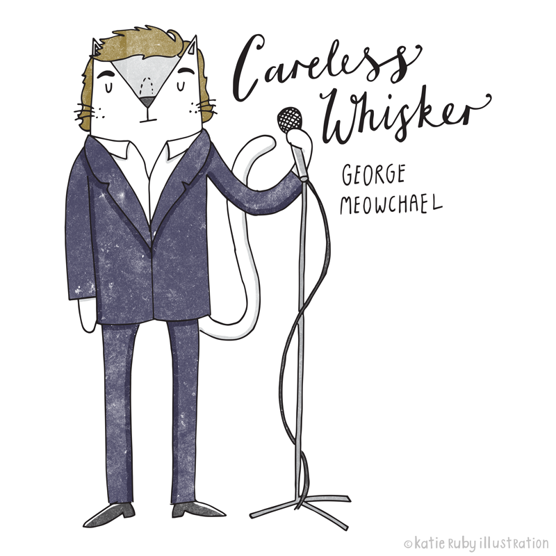George Michael Careless Whisper Cat Pun Illustration