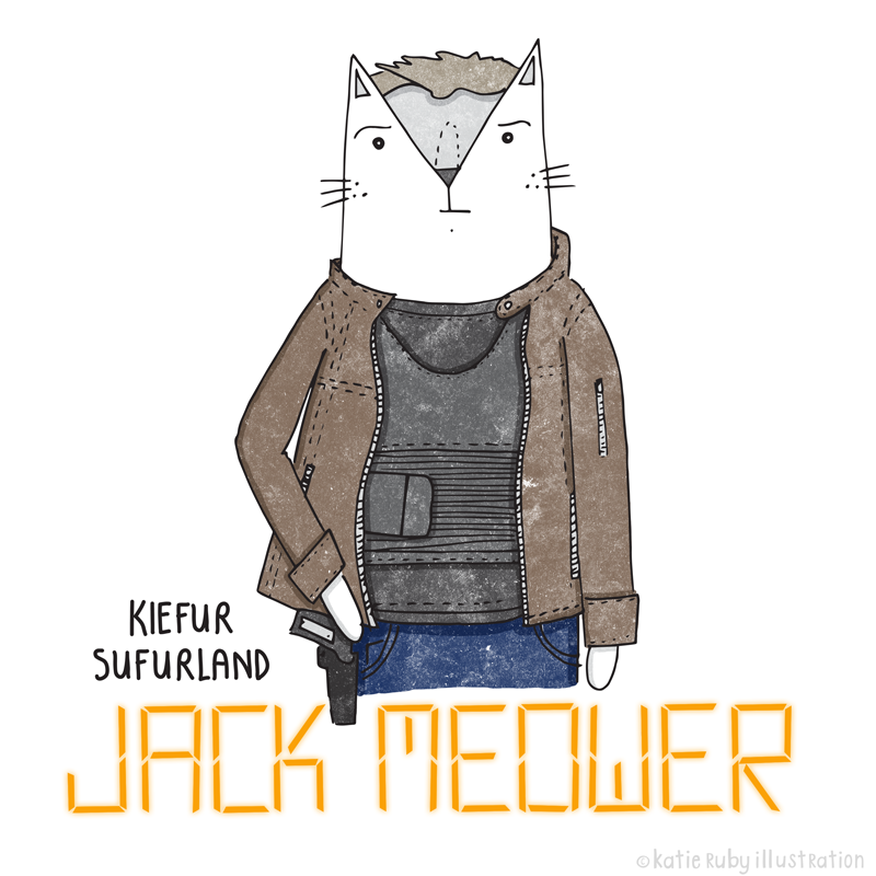 24 Jack Bauer Kiether Sutherland Cat Pun Illustration