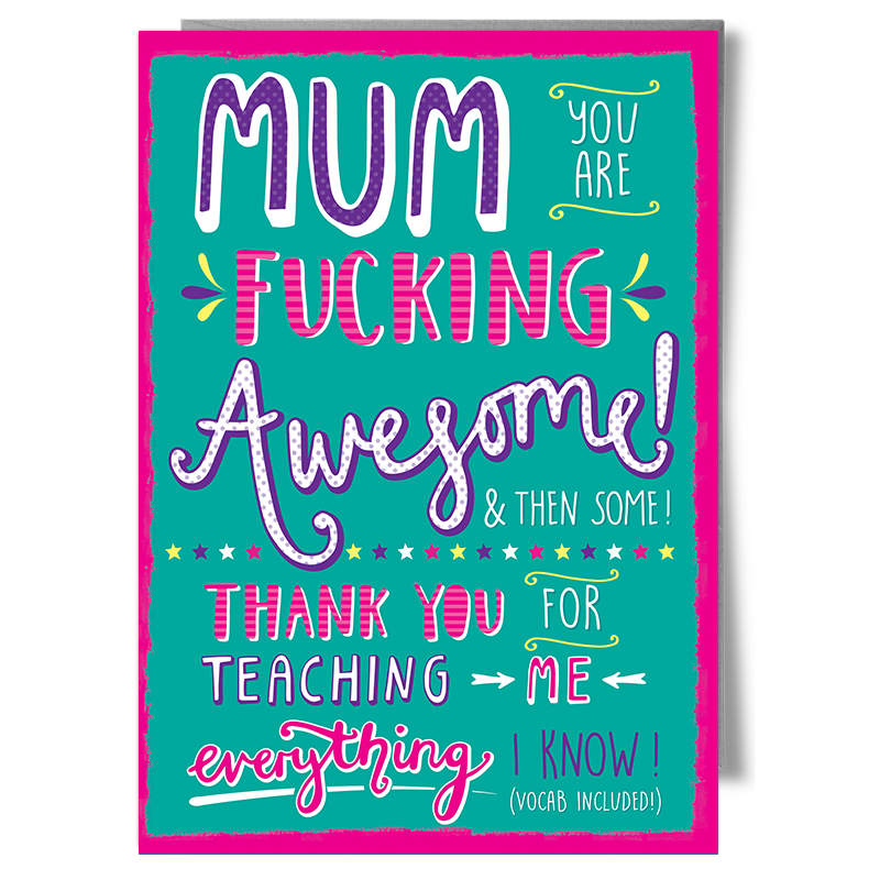 mum you are awesome greetings card mothers day typography