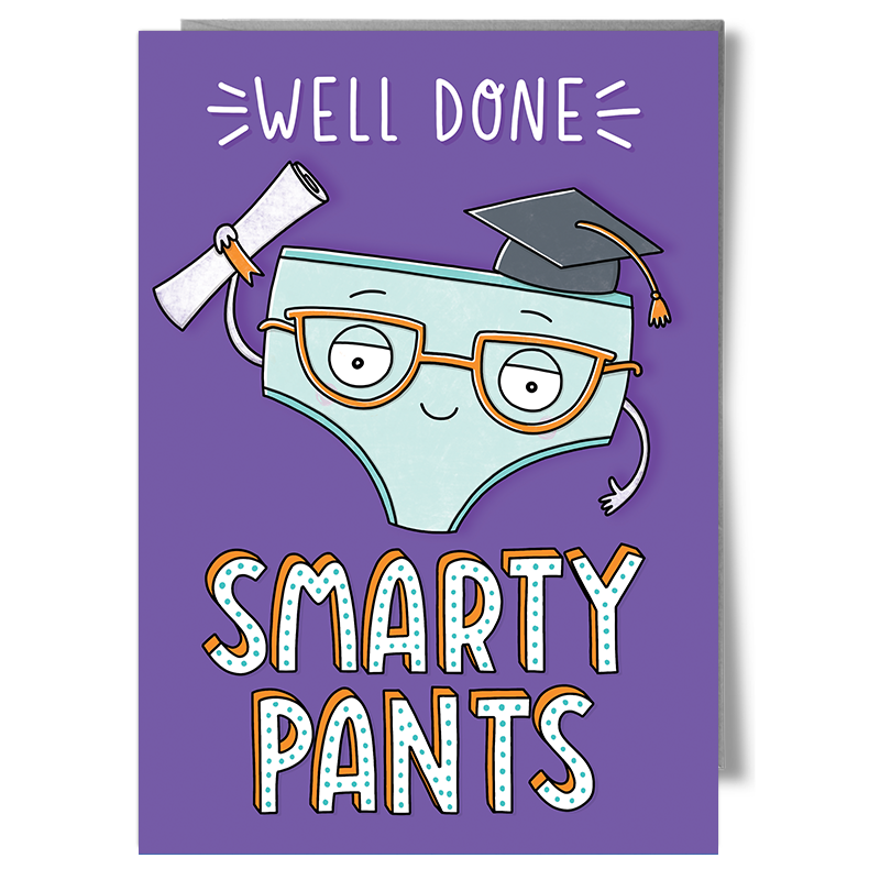 well done smarty pants character greetings card design